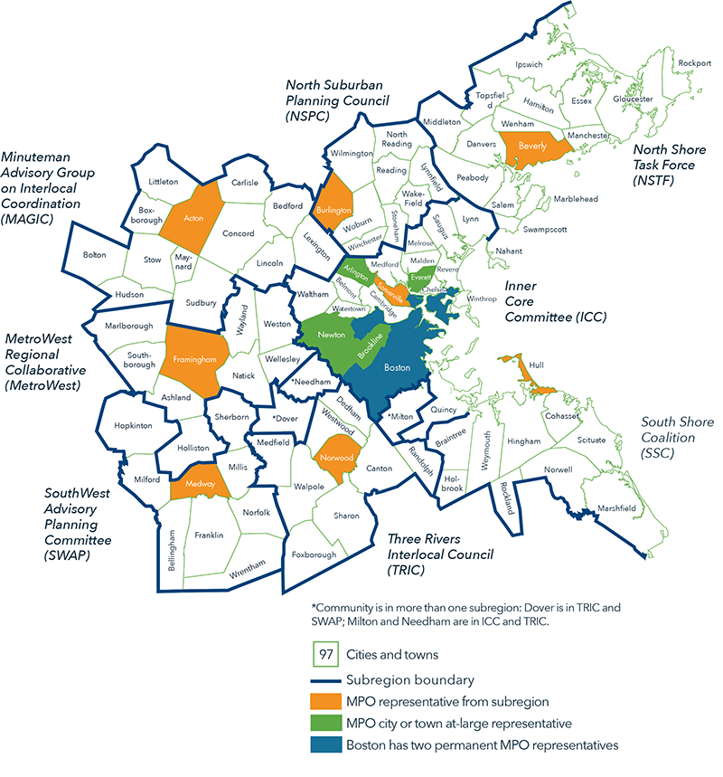 Map of the Boston Region Metropolitan Planning Organization
